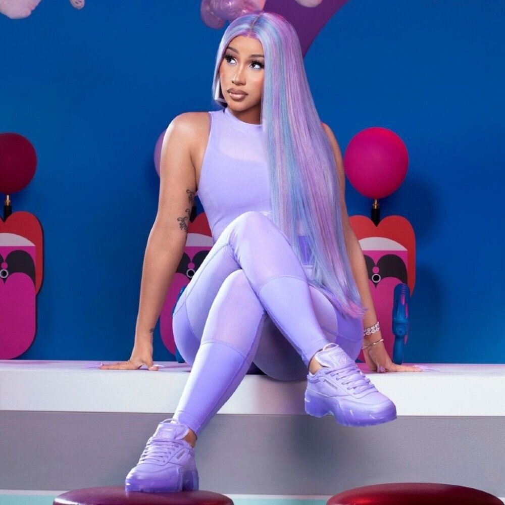 Reebok X Cardi B Club C Women's Tennis Shoe Athletic Sneaker Purple Trainer #632 - Picture 2 of 10